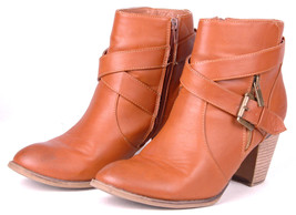 Dirty Laundry Faux Leather Ankle Boots Size 8.5-Brown-Zipper, Strap Buckle - $29.44