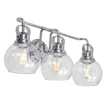 JONATHAN Y Shirley 24 in. 3-Light Metal/ Bubbled Glass Chrome Vanity Light - £55.33 GBP