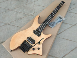 Fan Fretted Headless Electric Guitar,Flame Maple Top Skin Mahogany Body B  S513 - £222.74 GBP