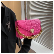 Women&#39;s Heart shaped Bag New Fashion Lingge Versatile Chain Crossbody Bag  Red O - £47.70 GBP
