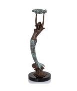 SPI Home Brass and Marble Mermaid with Tray Statue 15 Inches High - £185.41 GBP