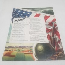 Memo to the Living W W II magazine ad Remember Fallen Troops - $10.98
