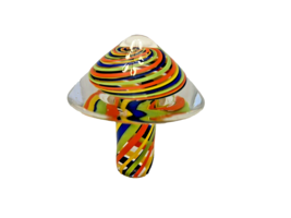 Top Mushroom Art Glass Swirl Colorful Standing 2 1/2 Inches Tall Unmarked - $32.59