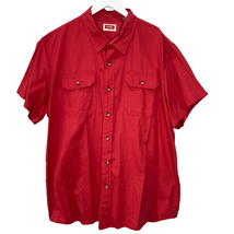 Vintage Wrangler Mens Short Sleeve Button Up Shirt Size 2XL XXL Red Cott... - £23.56 GBP