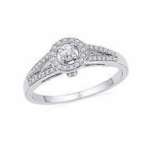 10kt White Gold Womens Round Diamond Solitaire Split-shank Bridal Wedding Engage - £281.06 GBP