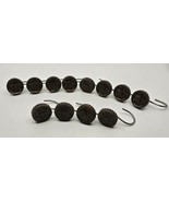 Vintage Lot Of 12 Chocolate Brown Circle Flower Leaf Shower Curtain Hooks - €21,18 EUR