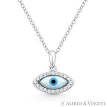 Evil Eye Mother-of-Pearl Turkish Luck Charm 925 Sterling Silver Necklace Pendant - $16.33+