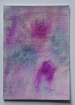 ACEO Original Art Pink and Blue Abstract Watercolor Painting on Paper - $7.02 CAD