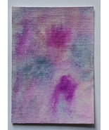 ACEO Original Art Pink and Blue Abstract Watercolor Painting on Paper - $7.01 CAD