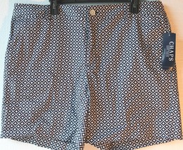 Chaps by Ralph Lauren Misses 16 Navy Blue White Geometric Sateen Shorts - £23.42 GBP