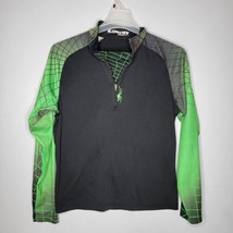 Spyder Shirt Youth Small Poly 1/4 Zip Long Sleeve Black Green - £14.37 GBP