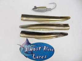 Soft Plastic Eel Tails with Lead Eel Head Menhaden 2.5oz Almost Alive Lures - $12.49