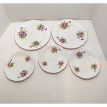 Vintage Bone China Hammersley &amp; Co Salad -Tea Plates Floral Scalloped Ri... - $16.00