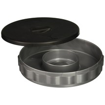 Tablecraft 2 Piece Glass Rimmer Tray with Non-Slip Top, Silver/Black - $21.99