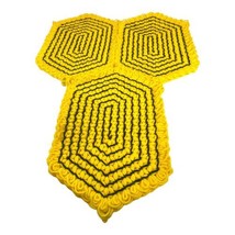 Vintage Crochet Placemats Set Of 3 Yellow And Black Bumblebee 3d MCM Retro Boho - £22.17 GBP