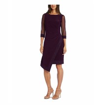 R &amp; M Richards Womens Petites 10P Purple Illusion Sleeve Wrap Dress NWT - £24.52 GBP