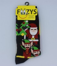 Foozy Womens Crew Socks Santa and Elves Size 9-11 Christmas Black - £4.84 GBP