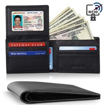 Mens Genuine Leather Wallet Purse Bifold Credit Card Holder Rfid Blocking Wallet - £26.40 GBP
