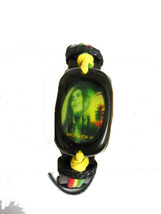 BOB MARLEY CLASSIC PICTURE INLAY ACRYLIC MEDALION BLACK LEATHER ADJ BRAC... - $3.37