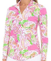 NWT G LIFESTYLE PETRA PAISLEY PINK Long Sleeve Mock Golf Shirt XL & XXL image 2