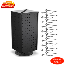 Pegboard Metal Rotating Display Stand With 20 Hooks 4 Sided Spinning Peg... - £50.91 GBP