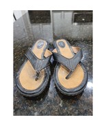 B.O.C Born Concept Zita Flip Flops Womens Size 8 Black Leather Slip On B... - $35.20 CAD