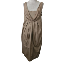 Tan Sleeveless Cowl Neck Dress Size 4 - £19.72 GBP