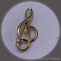 Gold Tone Music Staff Treble Clef Brooch Pin  ⚜️ - £5.49 GBP