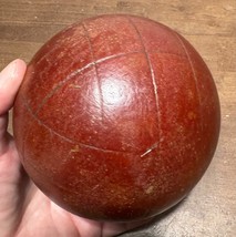 Vintage leather maroon/red square lined  Pattern Bocce Ball Replacement ... - $25.00