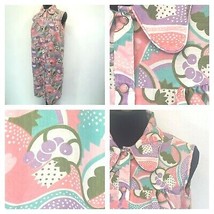 1960s Sears Comfort Coat House Dress Size 14 Psychedelic Pink Pearl Snap DS3 - £24.63 GBP