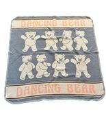 Vtg Dancing Bear Pink White Blue Woven Blanket Shavel Associates Made In... - $132.99