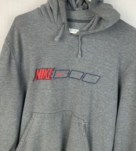 Vintage Nike Sweatshirt Embroidered Swoosh Hoodie Gray Mens Medium 90s - £31.32 GBP