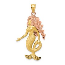 14K Two Tone Gold Mermaid Pendant - £379.96 GBP