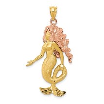 14K Two Tone Gold Mermaid Pendant - £388.40 GBP