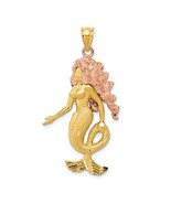 14K Two Tone Gold Mermaid Pendant - $10,493.84 MXN