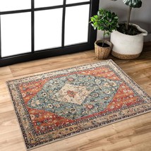 Morebes Tribal Area Rug, Small 2X3 Non-Slip Kitchen Rug Boho, Rust/Multi. - £28.63 GBP