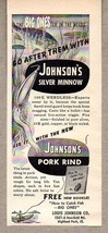 1952 Print Ad Johnson&#39;s Silver Minnow Fishing Lures Highland Park,IL Pork Rind - £7.83 GBP
