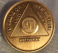 Alcoholics Anonymous 17 Year Recovery Coin Chip Medallion Medal Token AA Bronze - £1.36 GBP