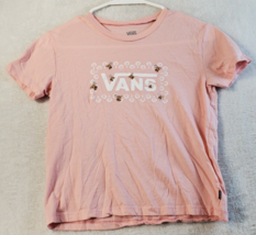 VANS T Shirt Top Youth Size Small Pink Knit Short Casual Sleeve Crew Neck Logo - £6.31 GBP