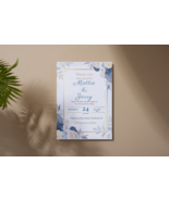 Blue Floral | Printable Wedding Invite | Editable Printable | Instant Do... - £5.46 GBP