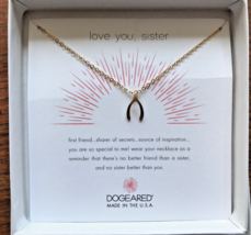 Dogeared Gold Wishbone Necklace Love You Sister Tiny Dainty Layering Pendant - $14.84