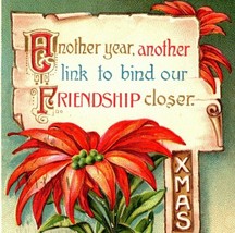 1910 Joyous Christmas Greeting Postcard Poinsettia Flower Gold Accents E... - $14.95
