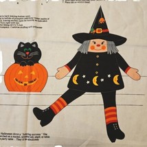 Cranston Halloween Shelf Sitter Witch Cat in Pumpkin Cut and Stuff Fabric Panel - £9.93 GBP