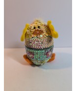 Vintage Easter Chick Trinket egg shaped box  spring decor sequin bead de... - $414.64 MXN