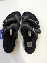 Black Mayari Birkenstock Sandal Nubuck Leather Shearling Fur Thong Slide Shoe - £92.94 GBP