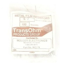 NEW MOUSER ELECTRONICS ME278 METAL FILM RESISTORS 47 OHMS, 1/8W 1% (QTY:... - $22.95