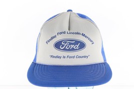 Vintage 80s Ford Motor Co Spell Out Roped Trucker Hat Cap Snapback Blue ... - $29.65