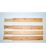 Expandable Set of 4 Bamboo Kitchen Drawer Dividers Organizers Adjustable... - £7.52 GBP