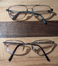 2 Men&#39;s Eyeglass Frames –54-19 &amp; 55-15 – Metal Aviator &amp; Gunmetal Semi-R... - $14.84