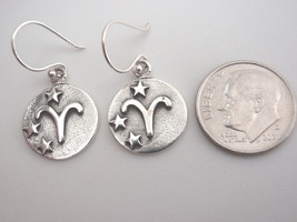 Aries Zodiac Sign of the Ram 925 Sterling Silver Earrings &amp; the 3 Stars of Aries - £6.48 GBP